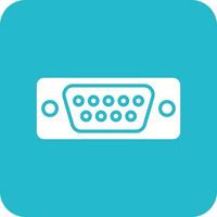 Vga Port Glyph Round Corner Background Icon vector