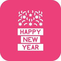 Happy New Year Glyph Round Corner Background Icon vector