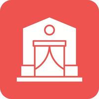 Refugee Camp Glyph Round Corner Background Icon vector