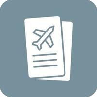 Flight Ticket Glyph Round Corner Background Icon vector