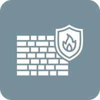 Firewall Glyph Round Corner Background Icon vector