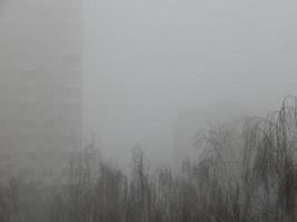 ciudad de niebla con las casas foto