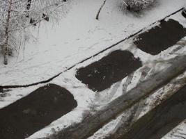 Snow-covered places from cars in winter photo