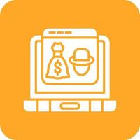 Online Robbery Glyph Round Corner Background Icon vector