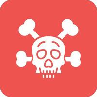 Skull Glyph Round Corner Background Icon vector