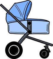 Blue stroller for baby vector