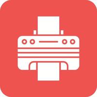 Printer Glyph Round Corner Background Icon vector