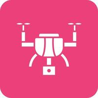 Drone Camera Glyph Round Corner Background Icon vector