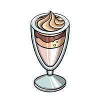 café con leche con crema, ilustración vectorial de color vector