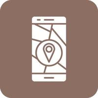 Mobile GPS Glyph Round Corner Background Icon vector