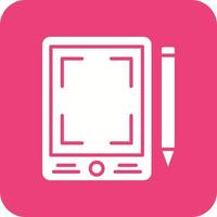 Pen Tablet Glyph Round Corner Background Icon vector