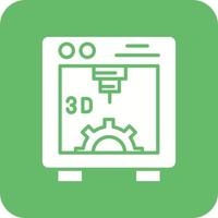 3d Printer Glyph Round Corner Background Icon vector