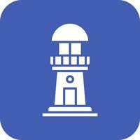 Lighthouse Glyph Round Corner Background Icon vector