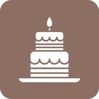 Two Layered Cake Glyph Round Corner Background Icon vector
