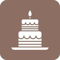 Two Layered Cake Glyph Round Corner Background Icon vector