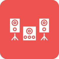Sound System Glyph Round Corner Background Icon vector