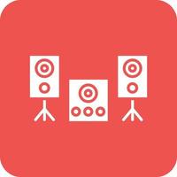 Sound System Glyph Round Corner Background Icon vector