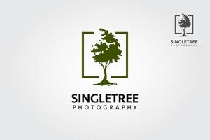 plantilla de logotipo de vector de fotografía de árbol único. ilustración solo árbol con cuadrado. estilo limpio y moderno.