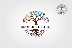 raíz del arco iris del árbol - ilustración del logotipo vectorial. este logo simboliza protección, paz, tranquilidad, crecimiento y cuidado o preocupación por el desarrollo. vector