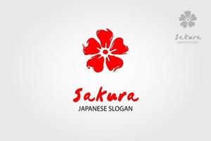 Sakura Japanese Logo Template. This is a minimalist modern logo featuring a floral. It would be match for a variety of businesses, especially those  to cosmetics, ecology, health, flowers, and others. vector