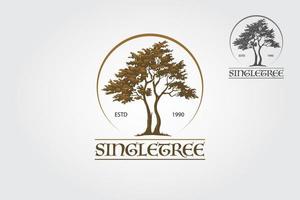 Single Tree Vector Logo Template. This logo depicts two trees whose roots and branches are connected to form one unit. This concept can be used for recycling, environmental associations, landscape.