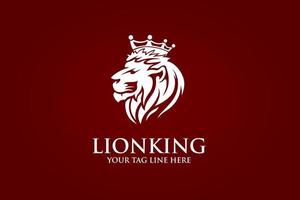 Lion head logo design template, Element for the brand identity, vector illustration, emblem design on red background.