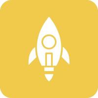 Rocket Glyph Round Corner Background Icon vector