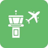 Airport Building Glyph Round Corner Background Icon vector