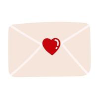 Cute envelope with heart on white background. Happy Valentine's Day. vector