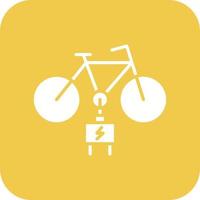 Electric Bike Glyph Round Corner Background Icon vector