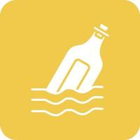 Message in a Bottle Glyph Round Corner Background Icon vector