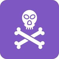 Jolly Roger Glyph Round Corner Background Icon vector