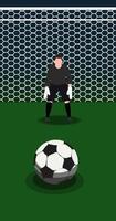 jugando al fútbol en el campo con una pelota. marcando un gol. imitación de un partido de fútbol. el tema del fútbol. el movimiento de la pelota a lo largo de la línea. impresión de pancartas, volantes. vector