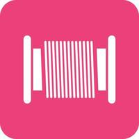 Cable Roll Glyph Round Corner Background Icon vector