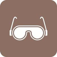 Safety Glasses Glyph Round Corner Background Icon vector