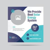 diseño de plantilla de publicación de redes sociales del sistema de energía solar y diseño de banner web de energía renovable vector