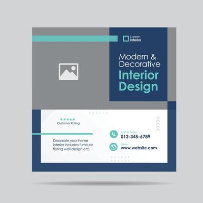 Home Interior Design Social media post template or Interior Furniture Social Post Design