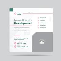 Mental Health Development Social Media Post or phycological treatment banner vector