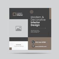 Home Interior Design Social media post template or Interior Furniture Social Post Design vector