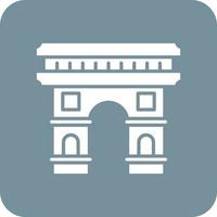 icono de fondo de esquina redonda de glifo de arc de triomphe vector