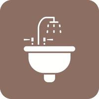 Sink Glyph Round Corner Background Icon vector