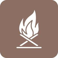 Bonfire Glyph Round Corner Background Icon vector