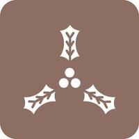 Mistletoe Glyph Round Corner Background Icon vector