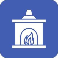 Fireplace Glyph Round Corner Background Icon vector
