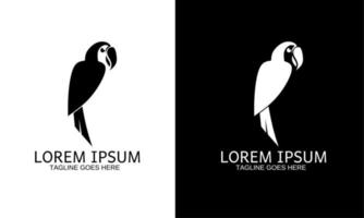 simple parrot logo template in black and white vector