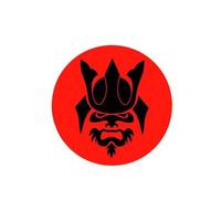 vector logo symbol mask ronin samurai with japan symbol background