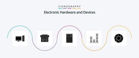 paquete de iconos de glifo 5 de dispositivos que incluye cámara. sonar. calcular. música. audio vector