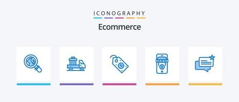 Ecommerce Blue 5 Icon Pack Including shop. ecommerce. label. chat. shop. Creative Icons Design vector