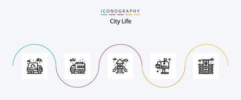 paquete de iconos de la línea de vida de la ciudad 5 que incluye. vida. vida. ciudad. vida vector