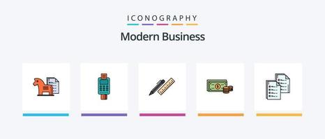 Modern Business Line Filled 5 Icon Pack Including logic. concept. conversation. challenge. complexity. Creative Icons Design vector